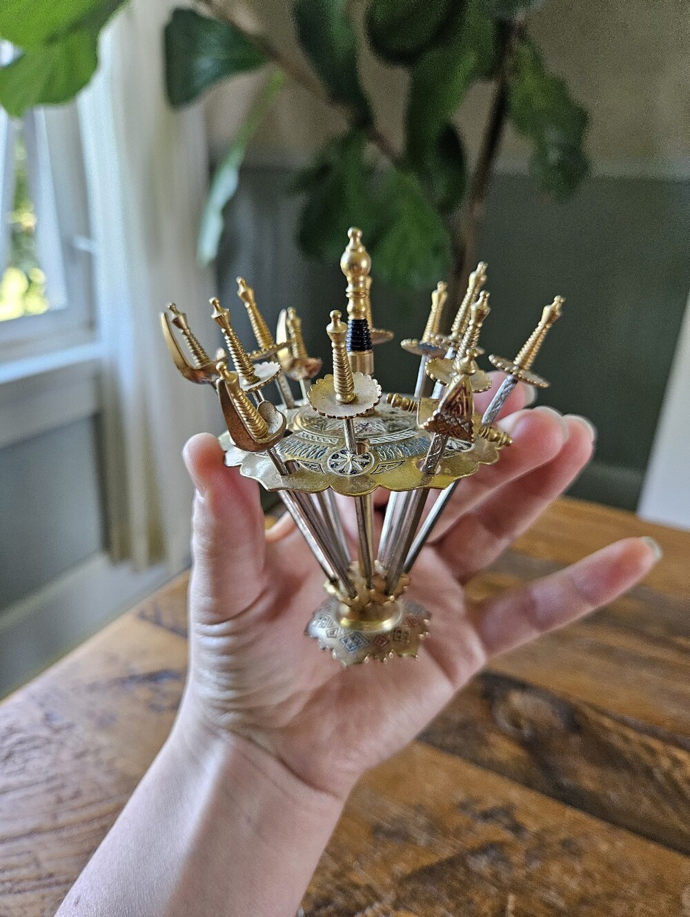 Vintage Brass Toledo Sword Cocktail Skewers